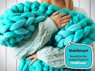 CHUNKY Wool Plaid Blanket Model Example chunkyblue blue