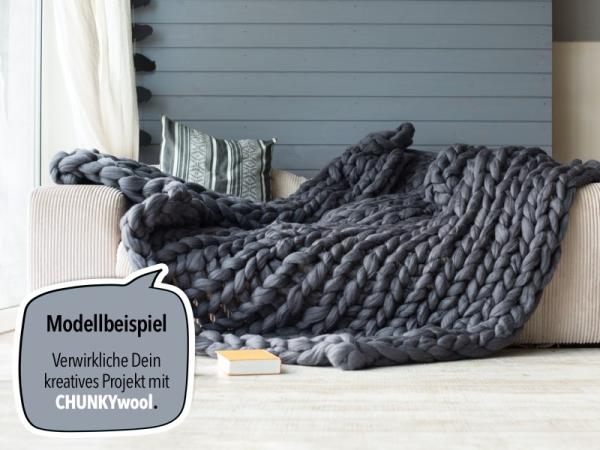 CHUNKY Wool Plaid Blanket Model Example dark grey